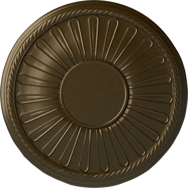 Ekena Millwork Leandros Ceiling Medallion (Fits Canopies up to 6 3/8"), Hand-Painted Brass, 19 7/8"OD x 1 1/4"P CM22LNBRS - main